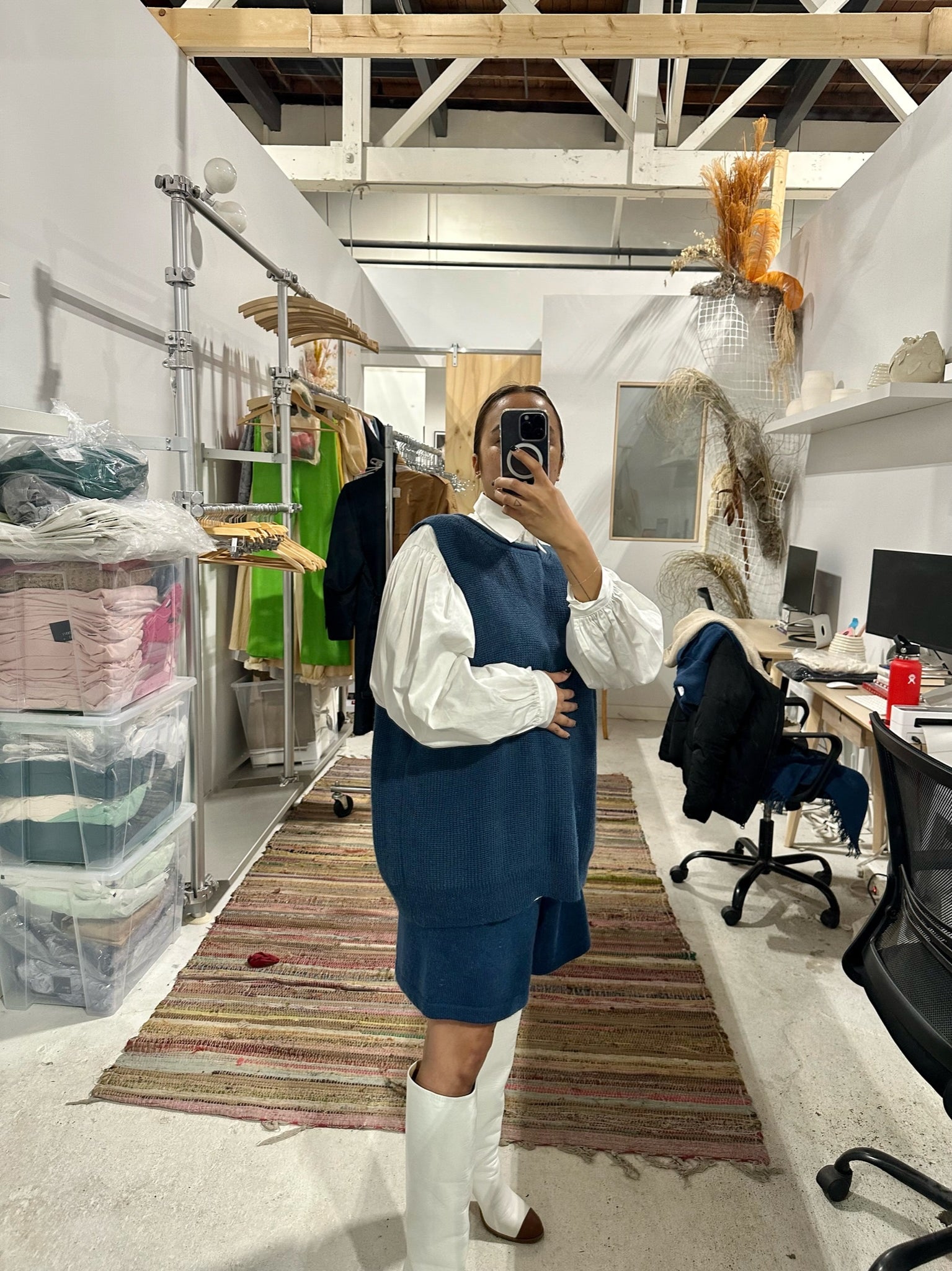Vera Knit Vest in Denim Blue