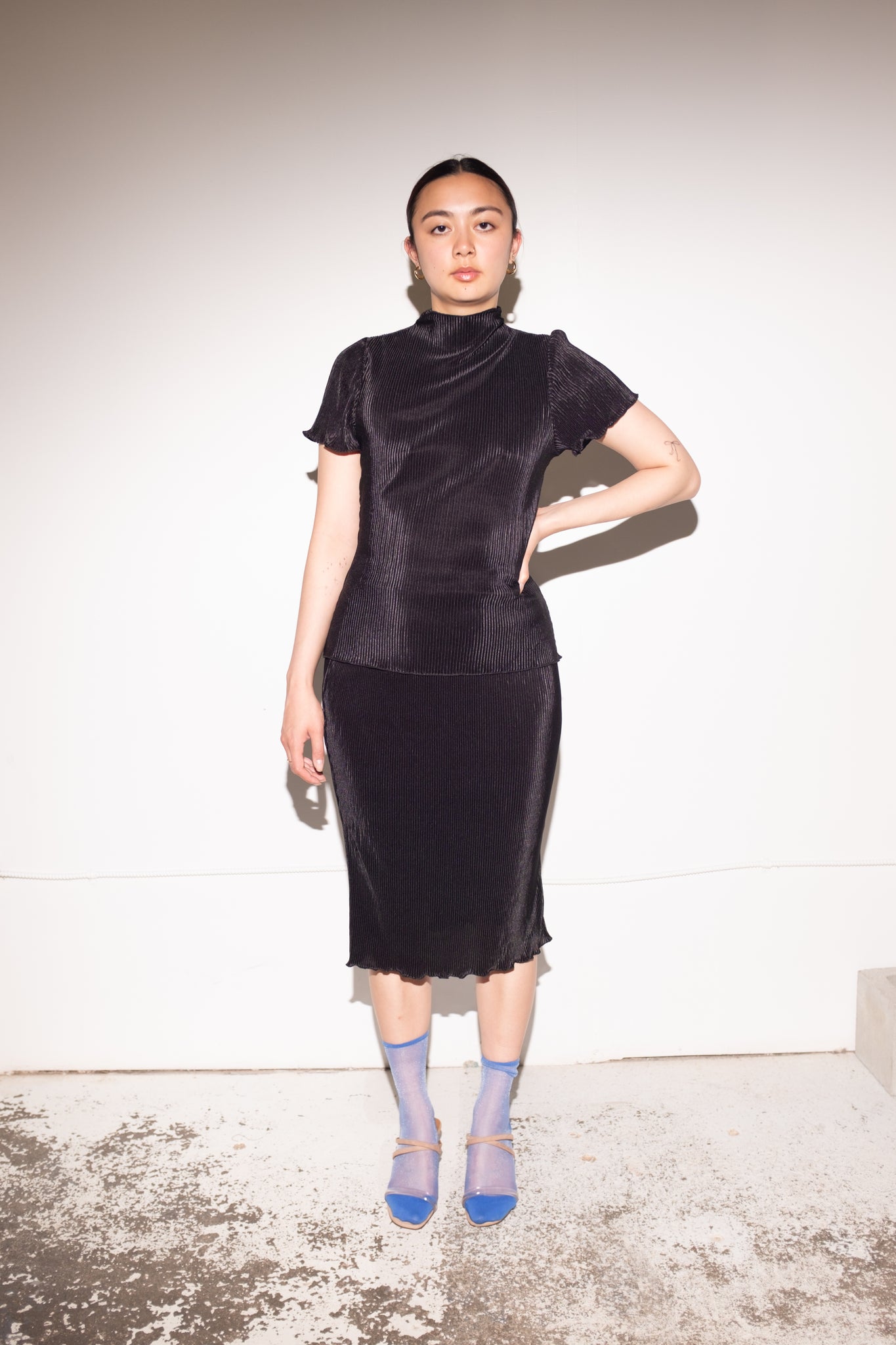 Melanie Pleated Skirt in Black