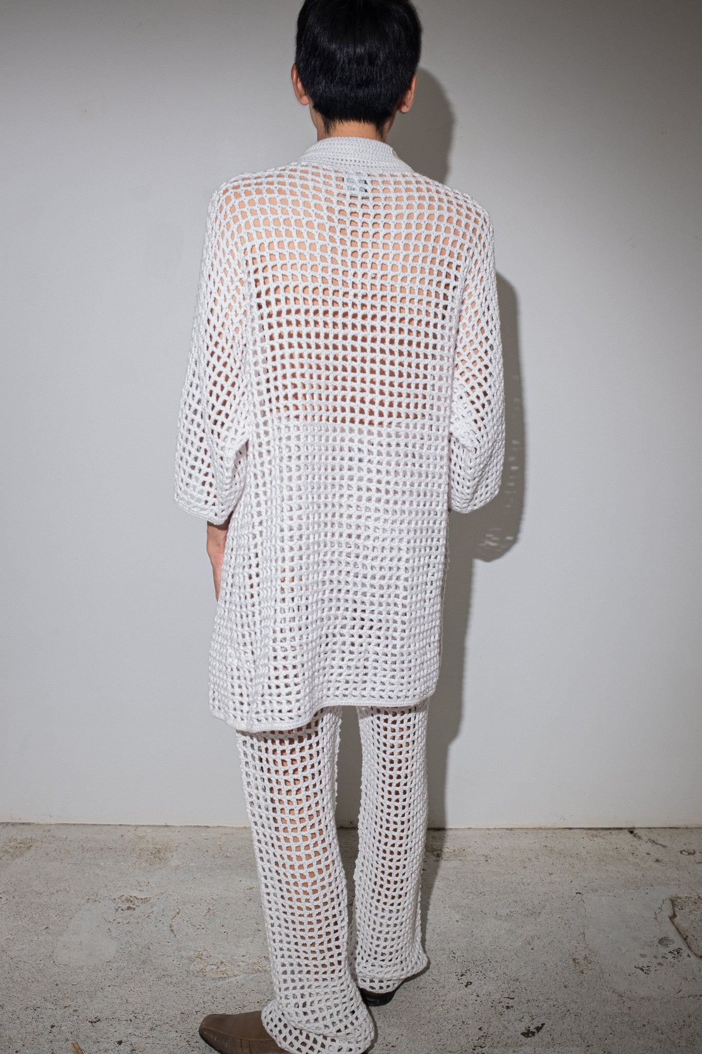 Vinny Crochet Knit Cardigan in White