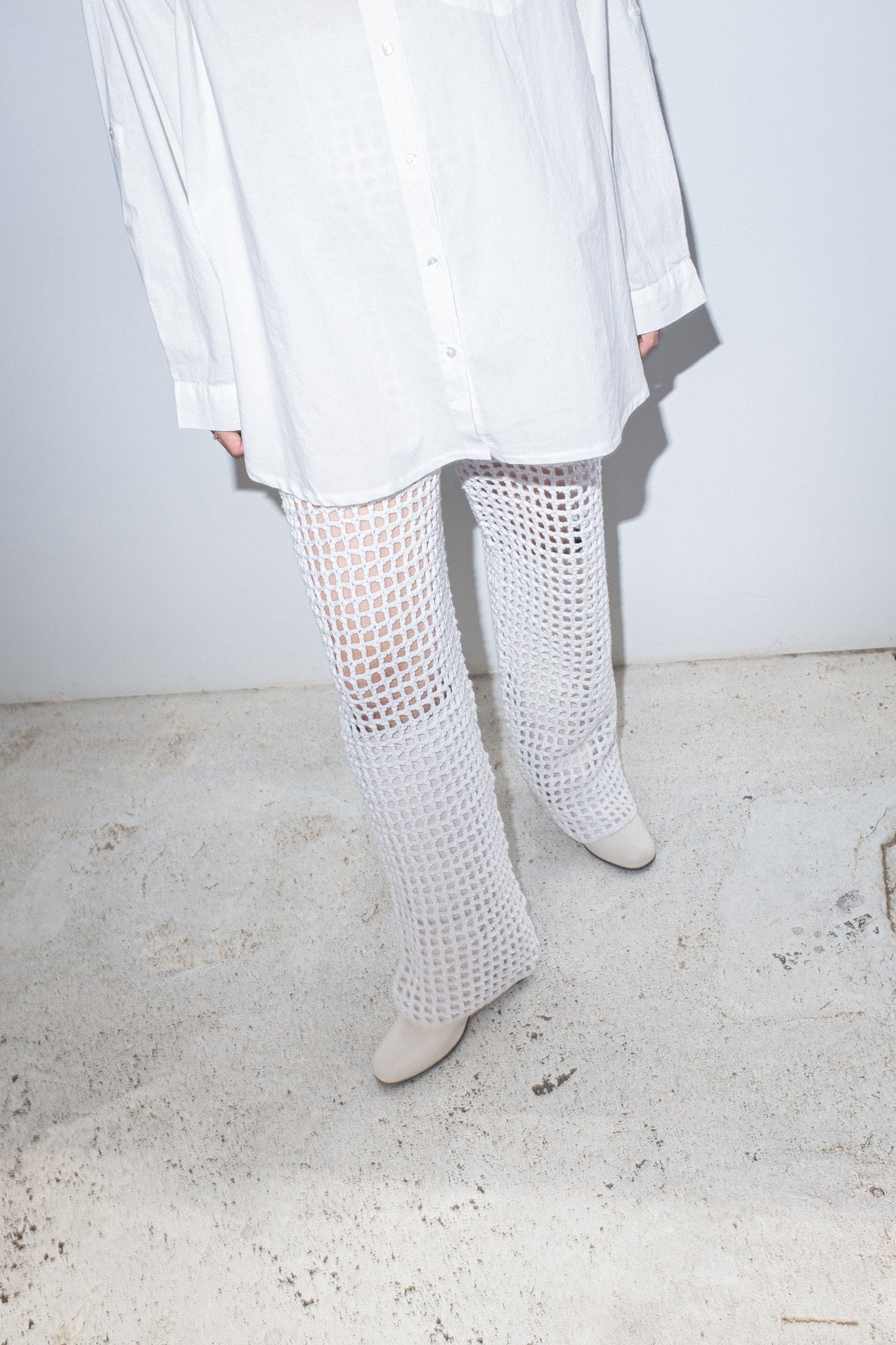 PRE-ORDER Saige Crochet Knit Pants in White