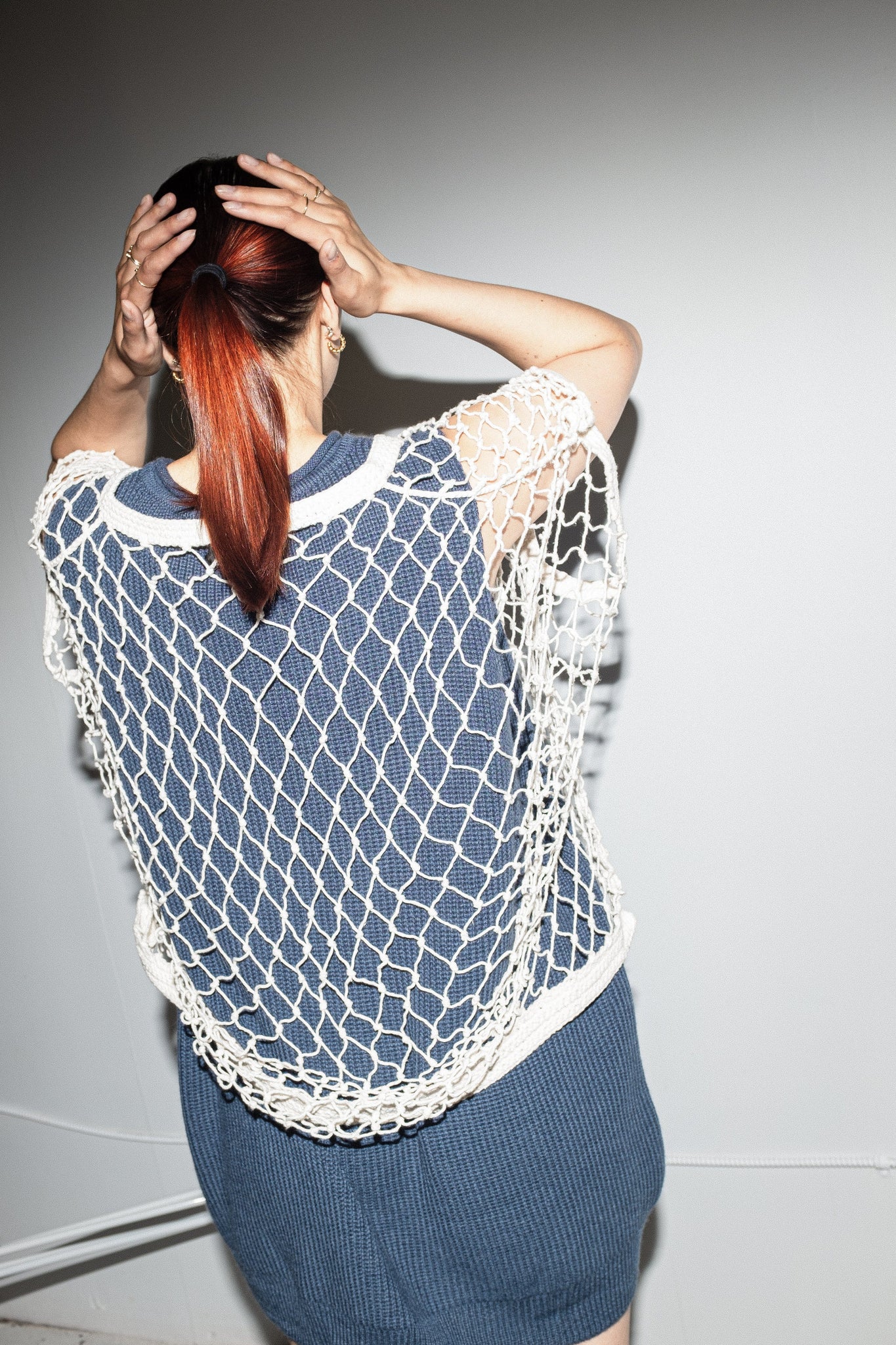 Boyet Hand Knit Crochet Vest in Natural