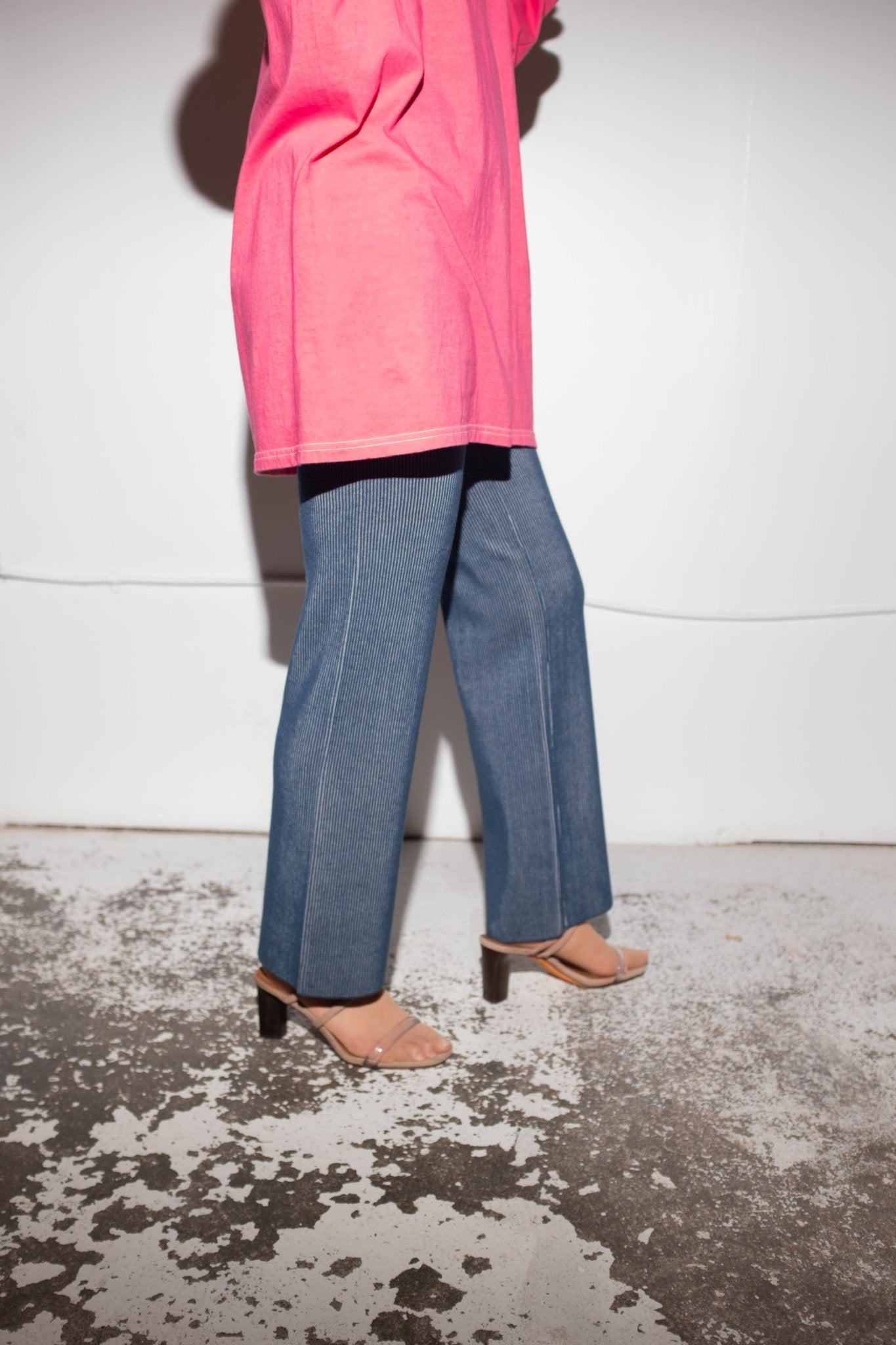 Harris Knit Pant in Blue + White Rib - et Tigre