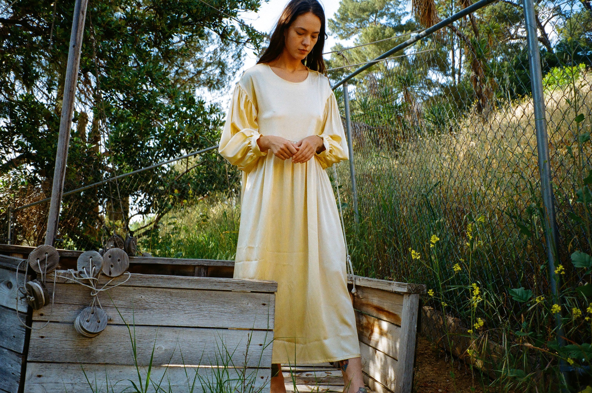 Jayme Dress in Lemon Silk Charmeuse