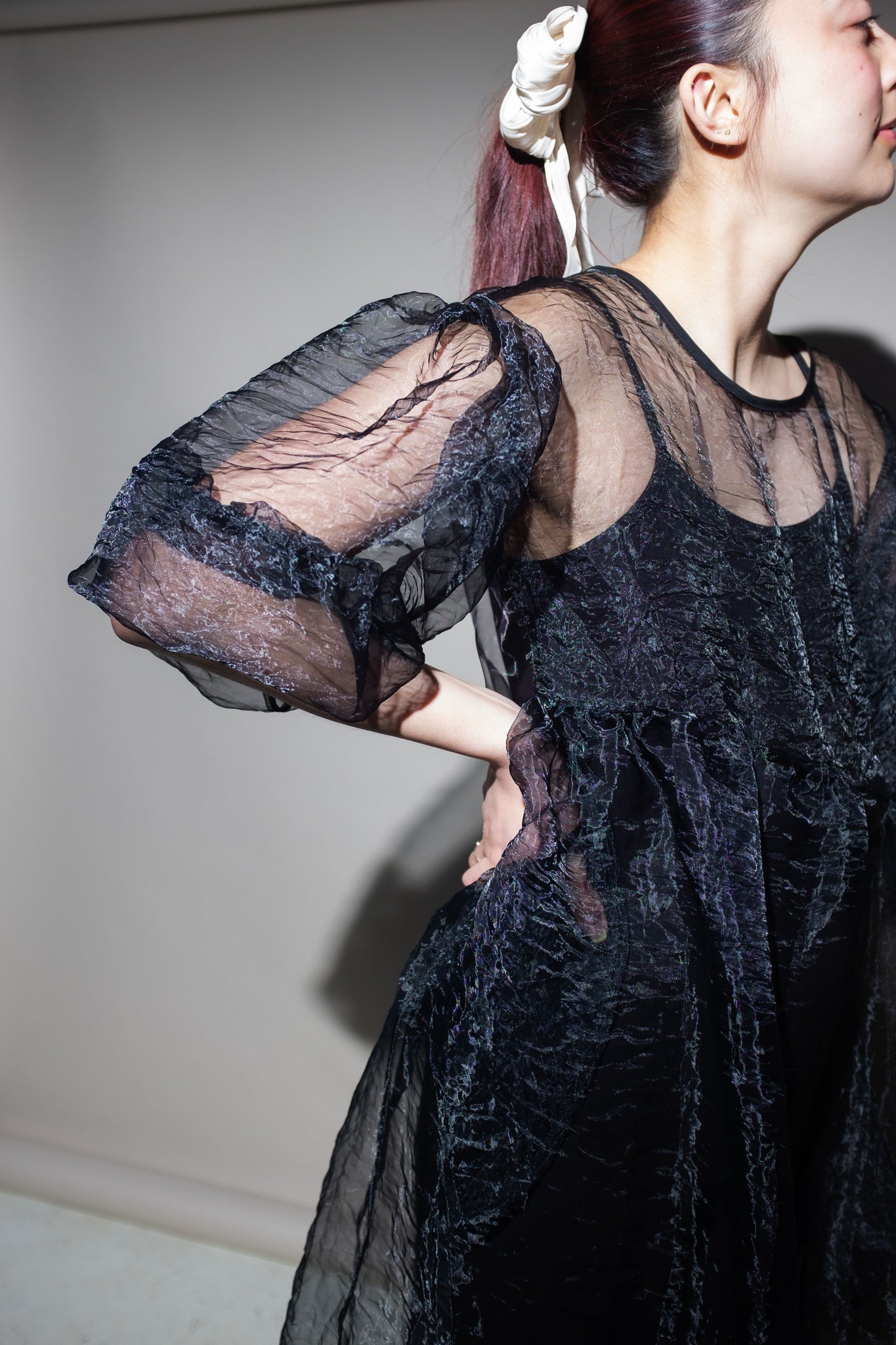 Jayme Dress in Black Crinkle Organza